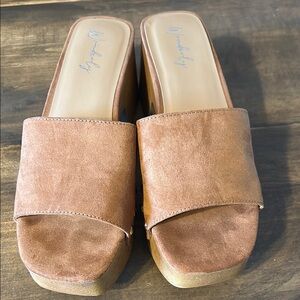 Women's Brown Suede Slide Sandals